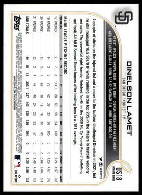 Dinelson Lamet 2022 Topps Update #US18 San Diego Padres - Baseball Card Single