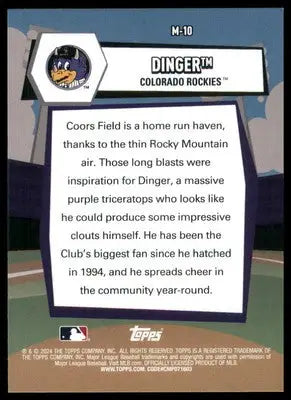 Dinger 2024 Topps Big League Mascots #M-10 Colorado Rockies - Baseball Card Single