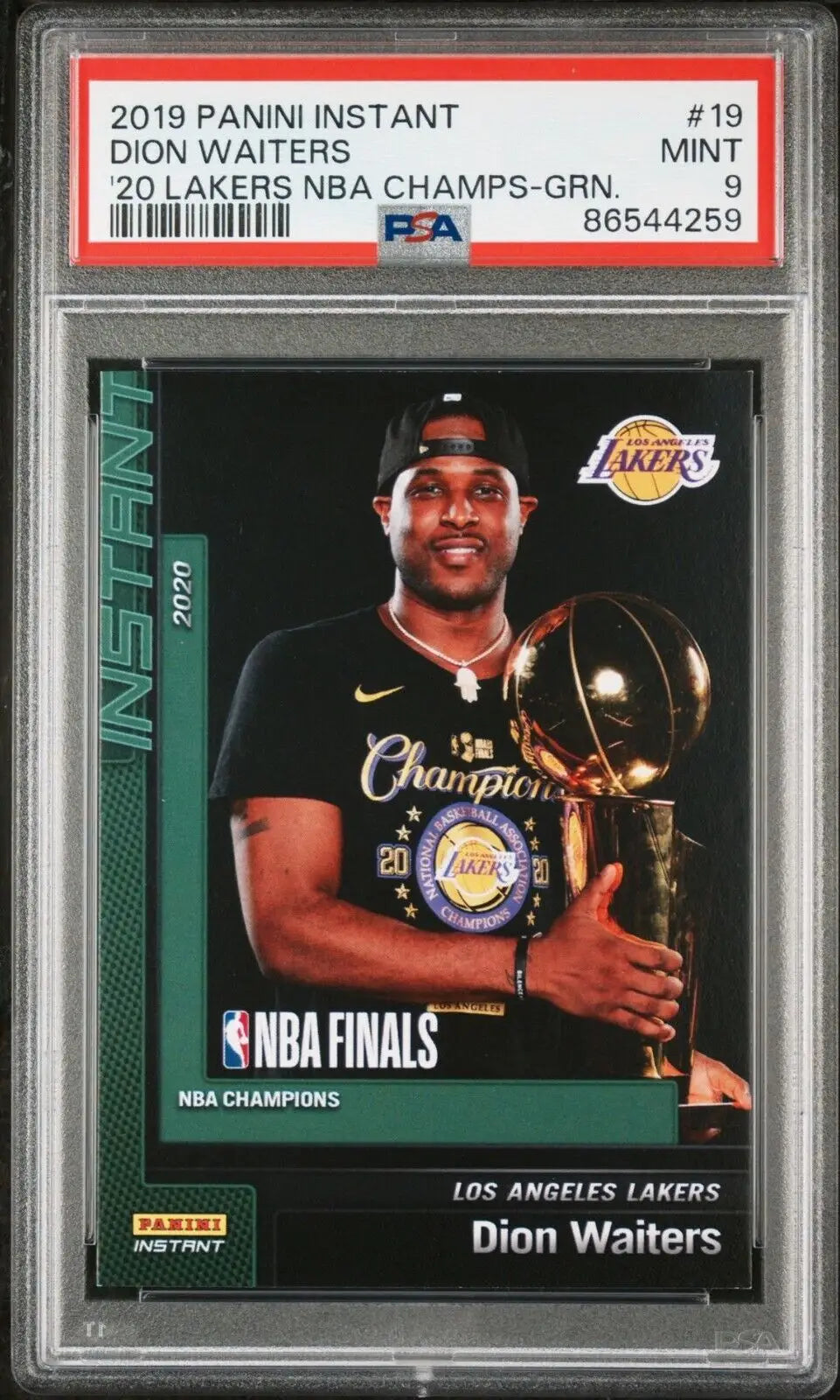 Dion Waiters 2020 Panini Lakers NBA Champions #19 Green Card 10/10 PSA 9 Mint