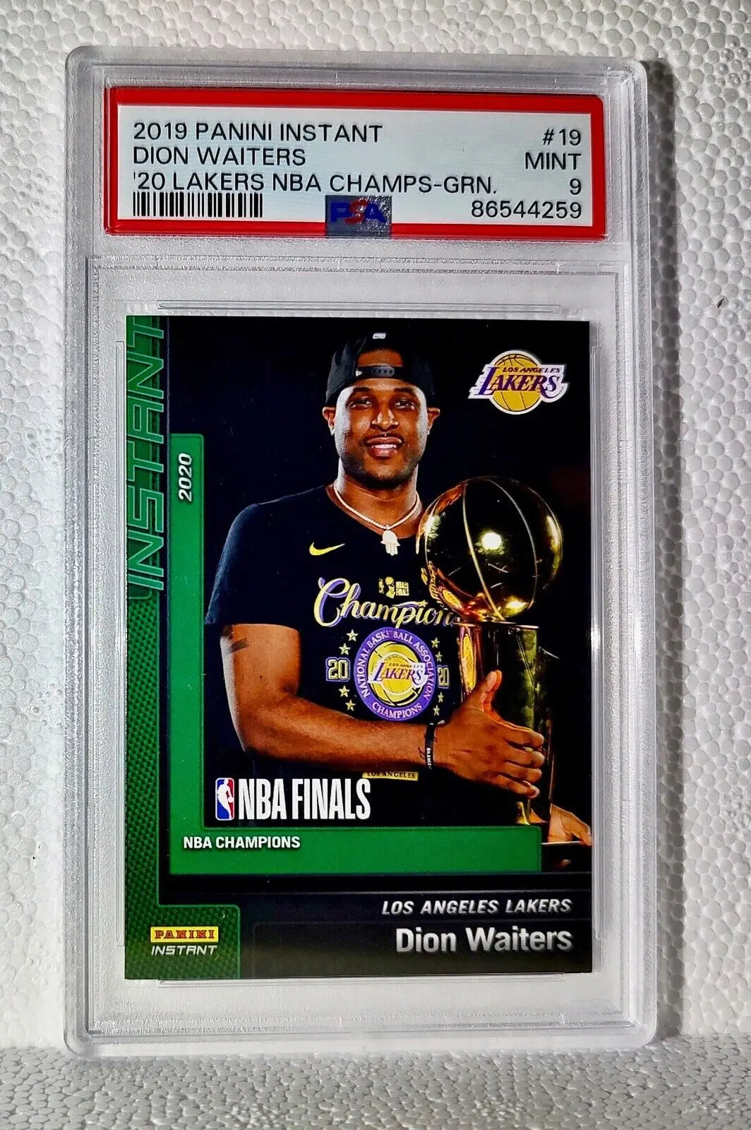 Dion Waiters 2020 Panini Lakers NBA Champions #19 Green Card 10/10 PSA 9 Mint