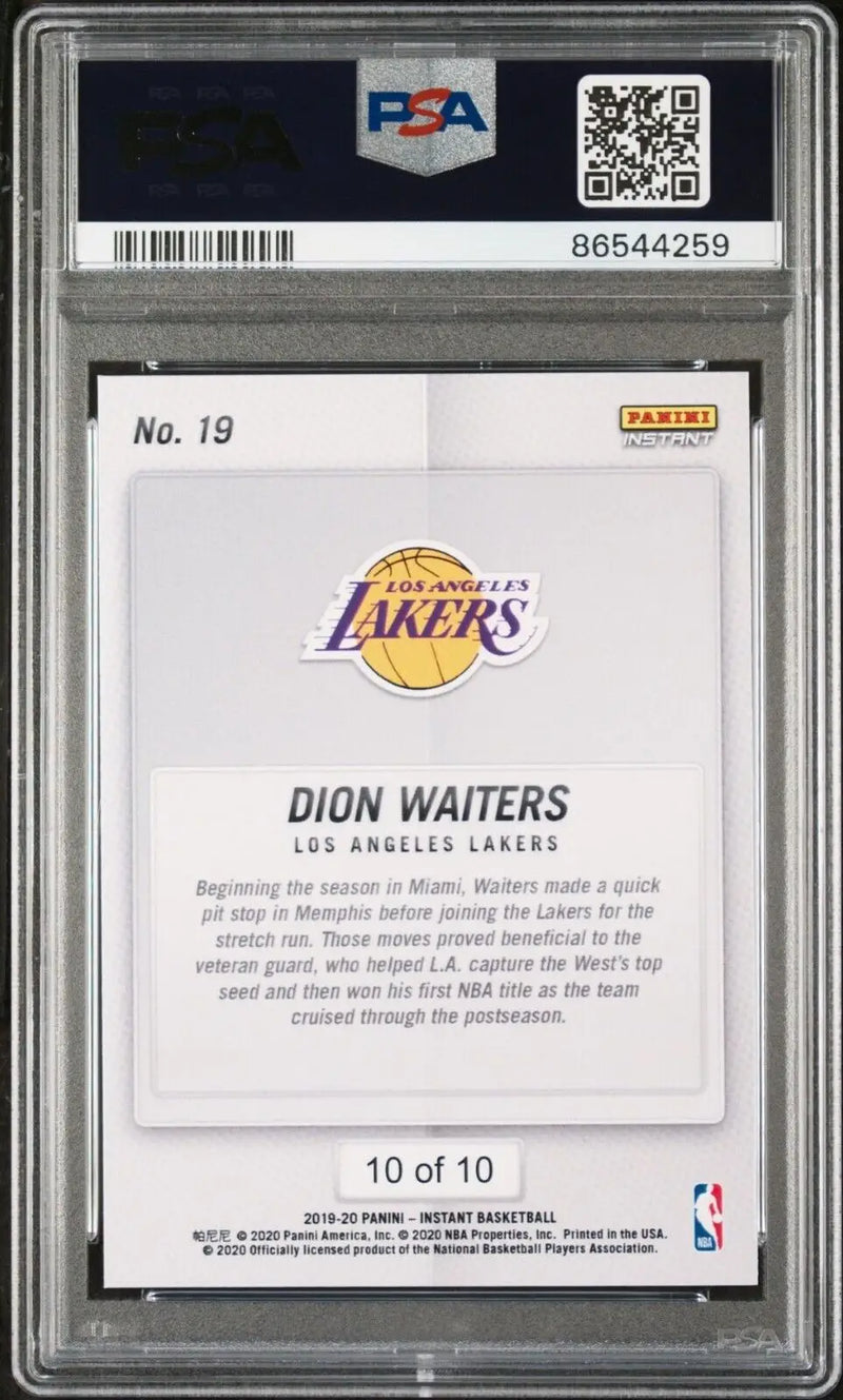 Dion Waiters 2020 Panini Lakers NBA Champions #19 Green Card 10/10 PSA 9 Mint - Basketball Card Single