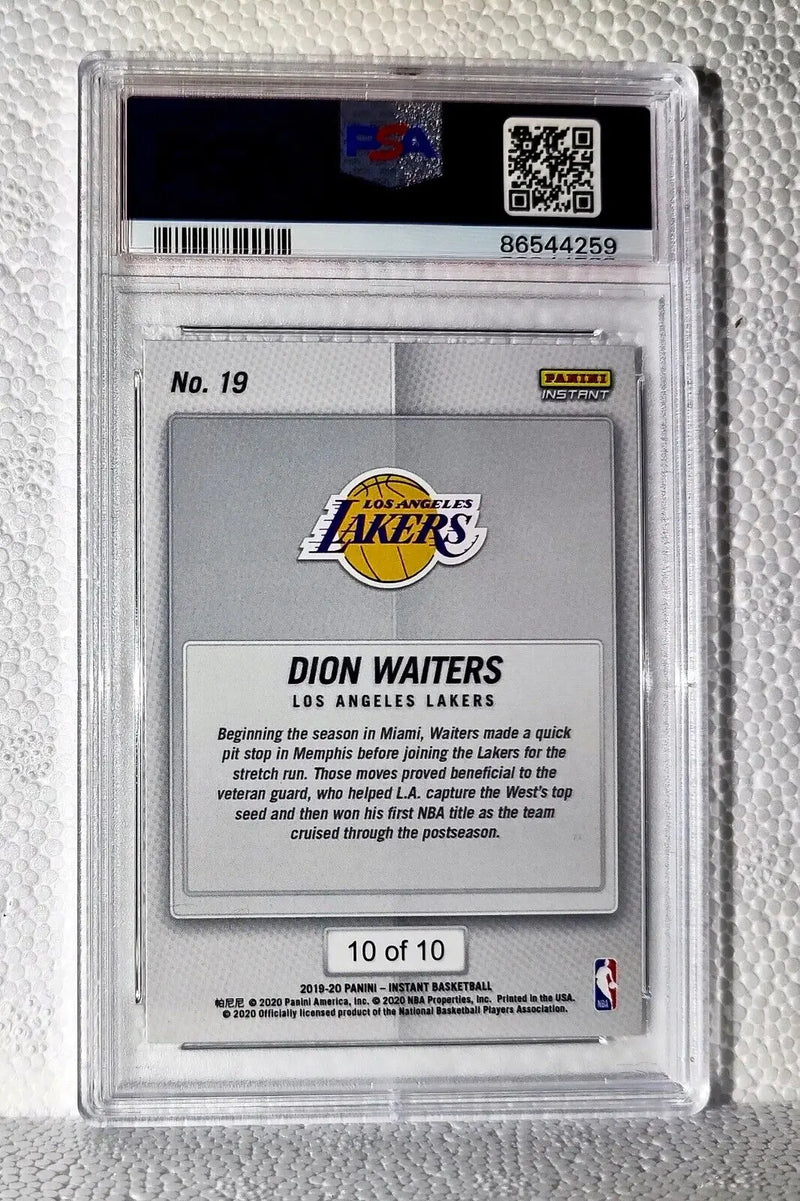 Dion Waiters 2020 Panini Lakers NBA Champions #19 Green Card 10/10 PSA 9 Mint