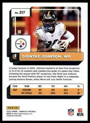Diontae Johnson 2022 Donruss #217 Pittsburgh Steelers - Football Card Single