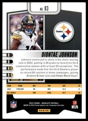 Diontae Johnson 2023 Panini Absolute Retail #83 Pittsburgh Steelers - Football Card Single