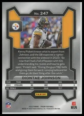 Diontae Johnson 2023 Panini Prizm #247 Pittsburgh Steelers