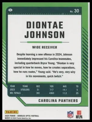 Diontae Johnson 2024 Donruss Optic #30 Carolina Panthers