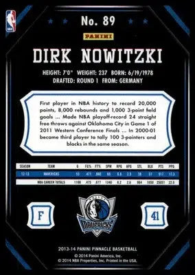 Dirk Nowitzki 2013-14 Pinnacle #89 Dallas Mavericks - Basketball Card Single