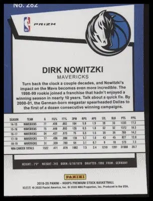Dirk Nowitzki 2019-20 Hoops Premium Red Cracked Ice #282 Dallas Mavericks - Basketball Card Single