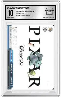 Graded Funny Monsters trading card featuring Disney and Pixar characters from Funny Monsters Arena