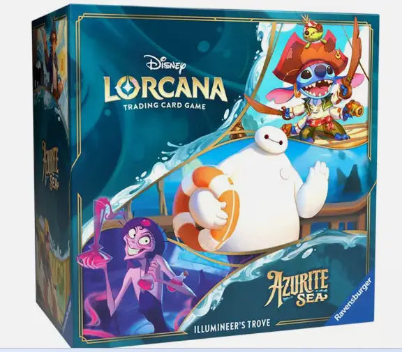 Disney Lorcana Azurite Sea storage box featuring Baymax and Stitch in pirate theme