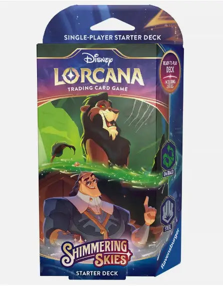 Disney Lorcana Shimmering Skies single-player starter deck trading cards package