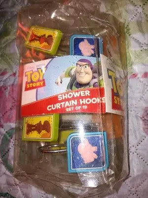 Disney Pixar Toy Story Shower Curtain Hooks Set of 12 Woody Buzz Rex Ham Kids - Entertainment Memorabilia