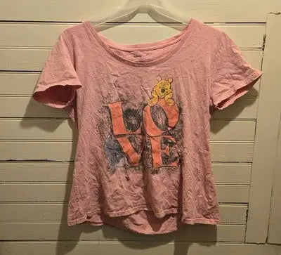 Disney Store Shirt Womens XL Pink Short Sleeve Crewneck Organic Cotton Logo - Apparel