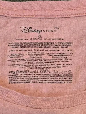 Disney Store Shirt Womens XL Pink Short Sleeve Crewneck Organic Cotton Logo - Apparel