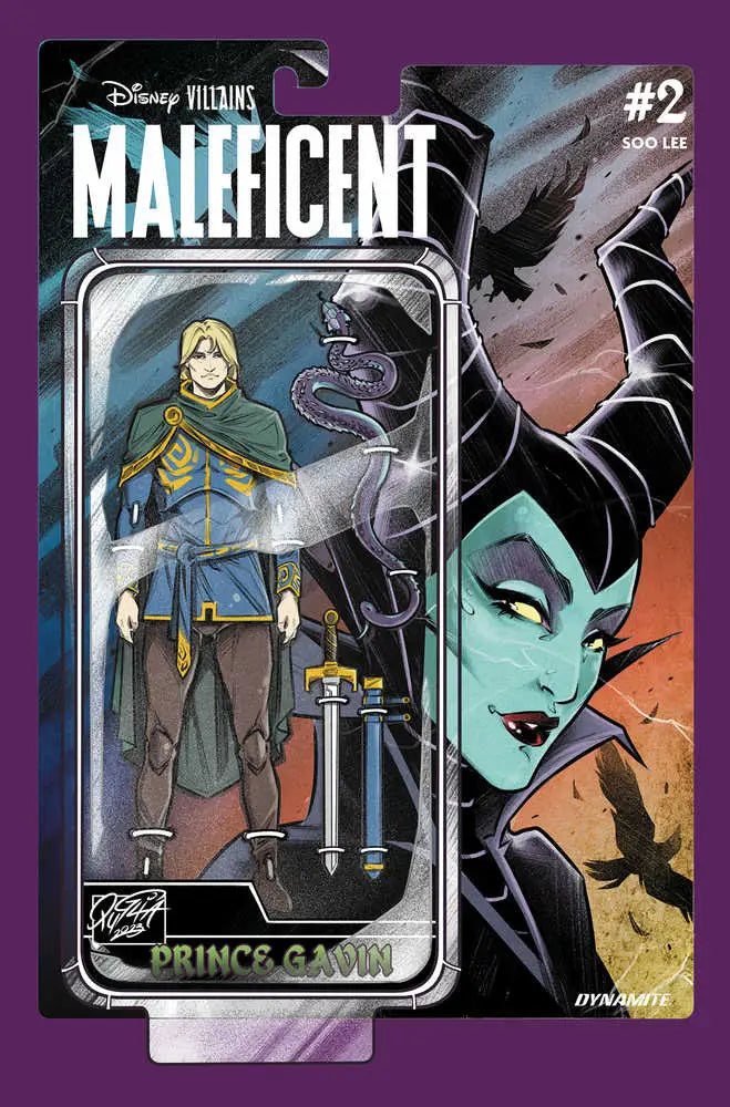 Action figure packaging of Prince Phillip from Disney’s Maleficent styled like vintage trading cards