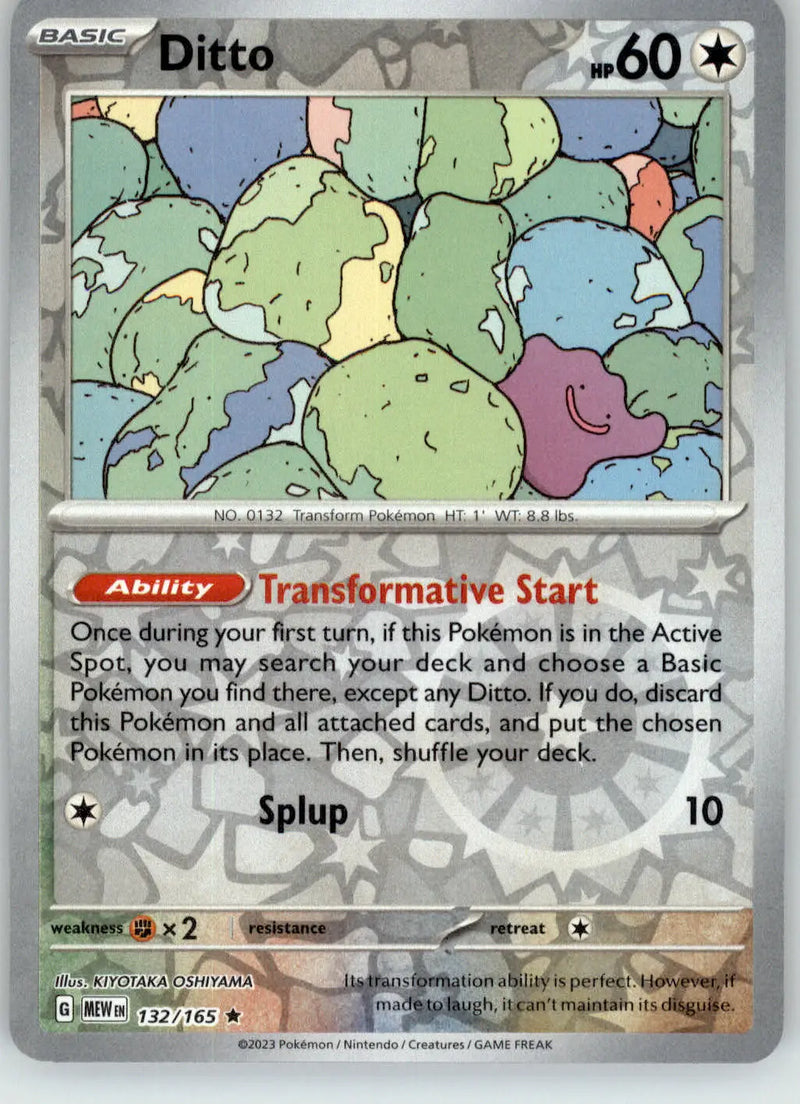 Ditto - 151 - 132/165 - Reverse Holo NM Pokemon - Pokémon Card Single