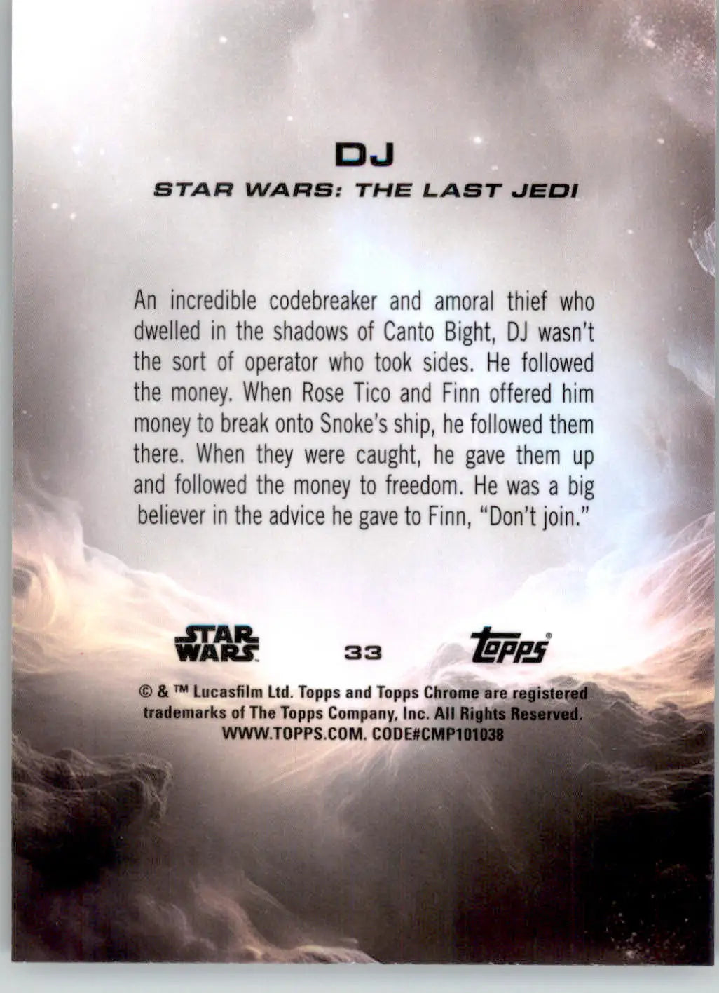 DJ - 2025 Topps Chrome Sapphire Edition Star Wars - #33 - Non_sport
