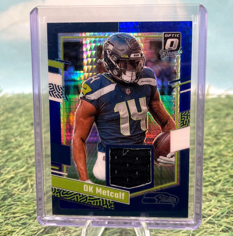 DK Metcalf 2023 Panini Donruss Optic Threads Blue Hyper football card