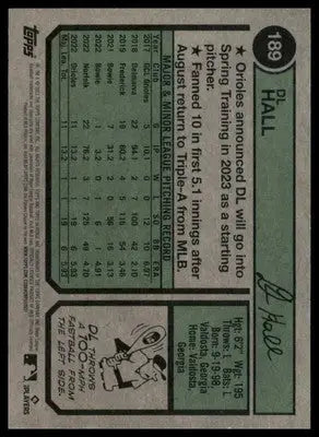 DL Hall Rookie 2023 Topps Heritage #189 Baltimore Orioles - Baseball Card Single