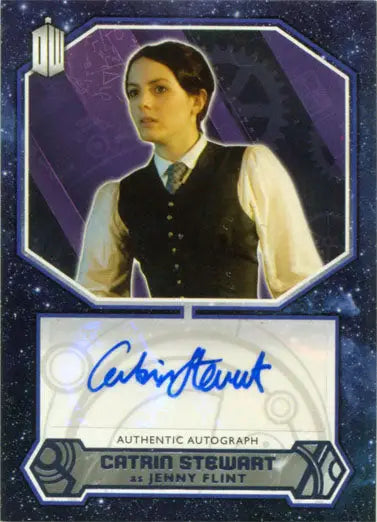 Autographed Catrin Stewart as Jenny Flint trading card with foil stamped details