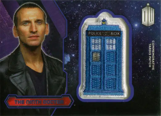Purple foil TARDIS patch featuring the iconic time machine from Doctor Who