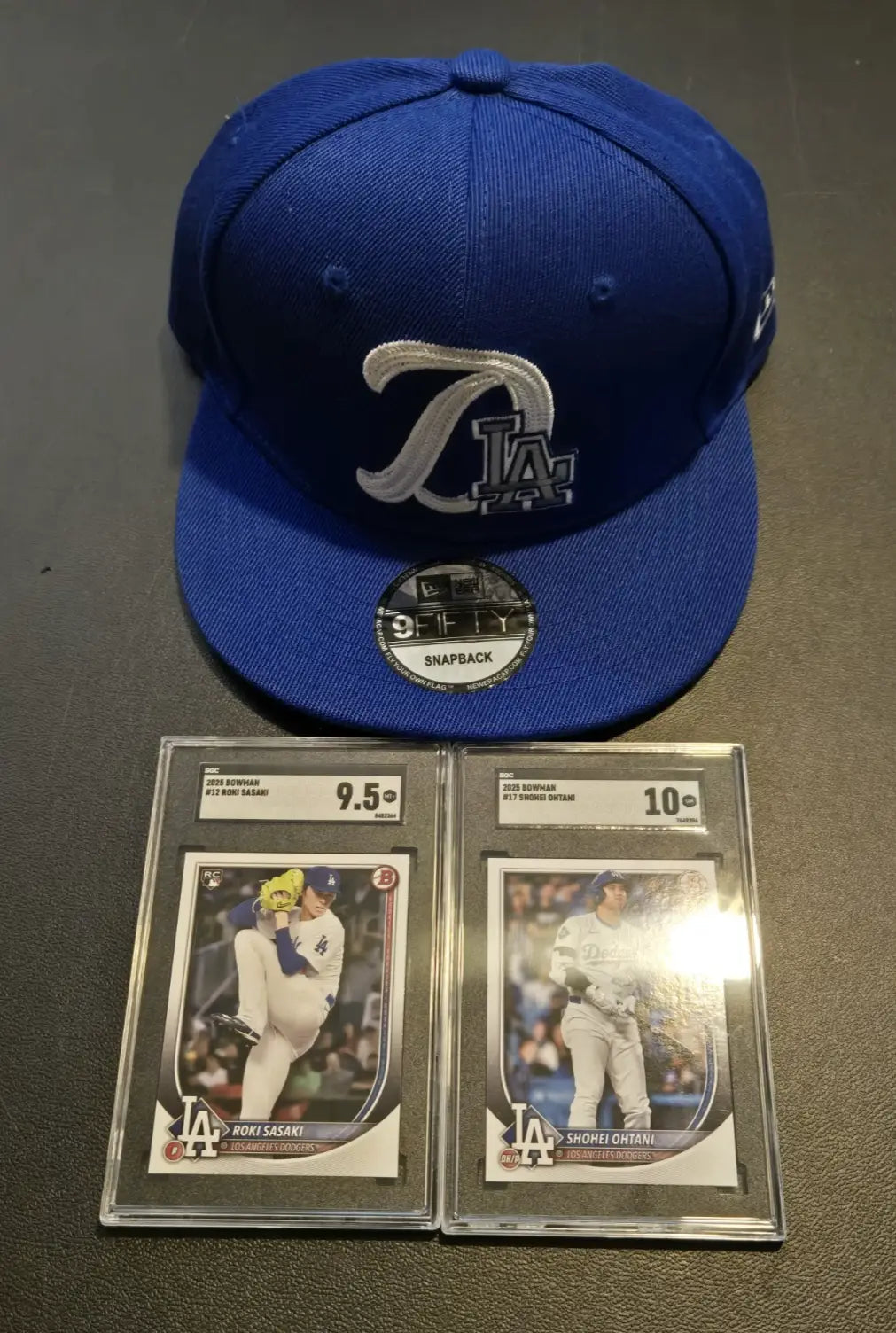 Dodgers Lot Ohtani SGC 10 + Roki Sasaki RC SGC 9.5 & New Era 9FIFTY Snapback - Collectibles