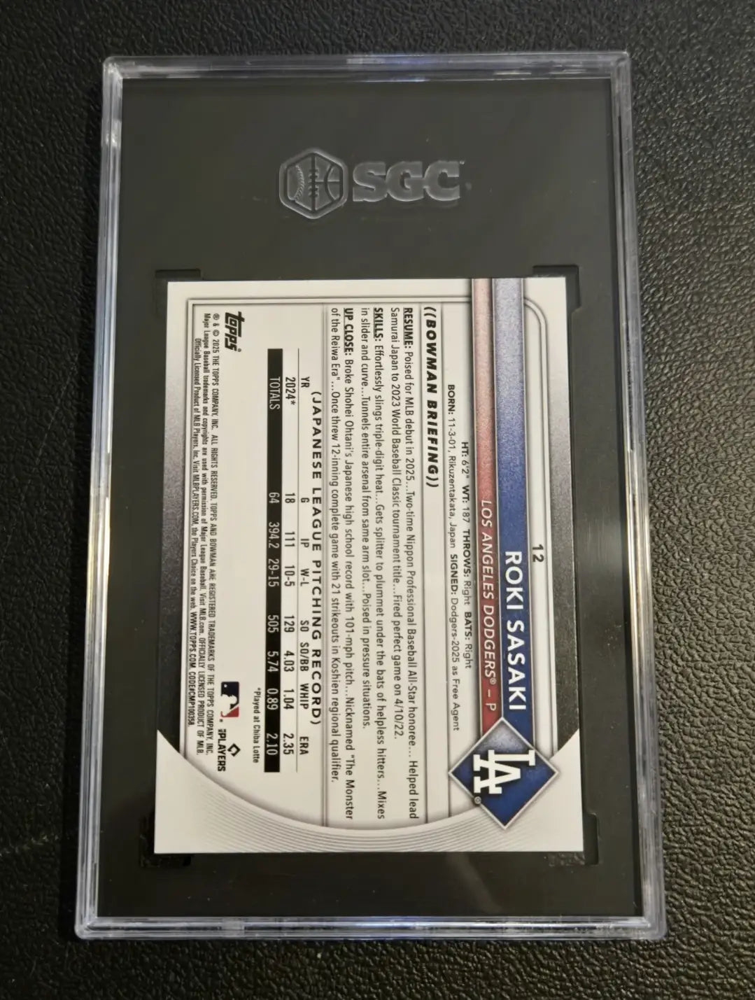 Dodgers Lot Ohtani SGC 10 + Roki Sasaki RC SGC 9.5 & New Era 9FIFTY Snapback - Collectibles