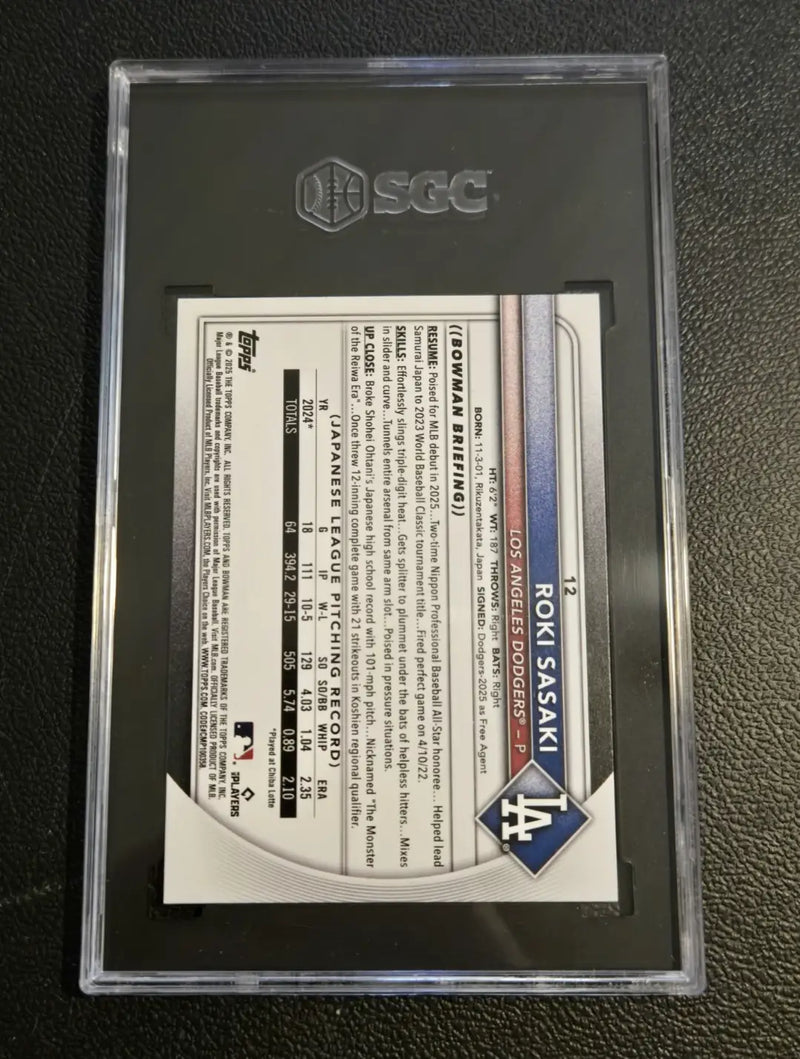Dodgers Lot Ohtani SGC 10 + Roki Sasaki RC SGC 9.5 & New Era 9FIFTY Snapback - Collectibles
