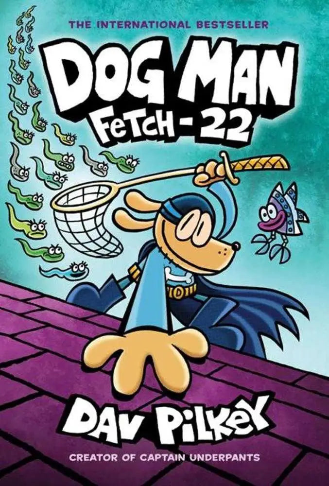 Children’s graphic novel Dog Man Hardcover Volume 08 Fetch 22 with cartoon dog character