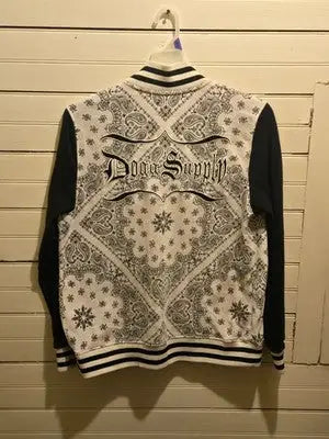 Dogg Supply Varsity Jacket Mens S Bandana Paisley Black White Snoop Dogg Logo - Apparel