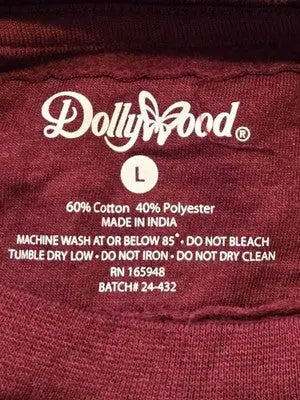 DollyWood Sweatshirt Mens L Burgundy Tennessee Logo Crewneck Pullover Theme Park - Apparel