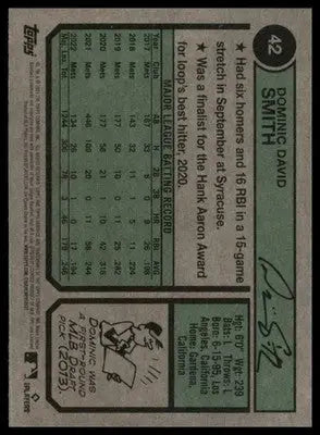 Dominic Smith 2023 Topps Heritage #42 Washington Nationals - Baseball Card Single