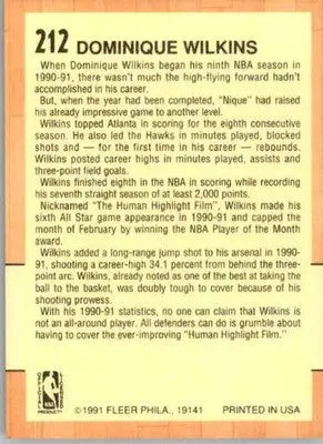 Dominique Wilkins - 1991-92 Fleer - #212 - Basketball - Basketball Card Single