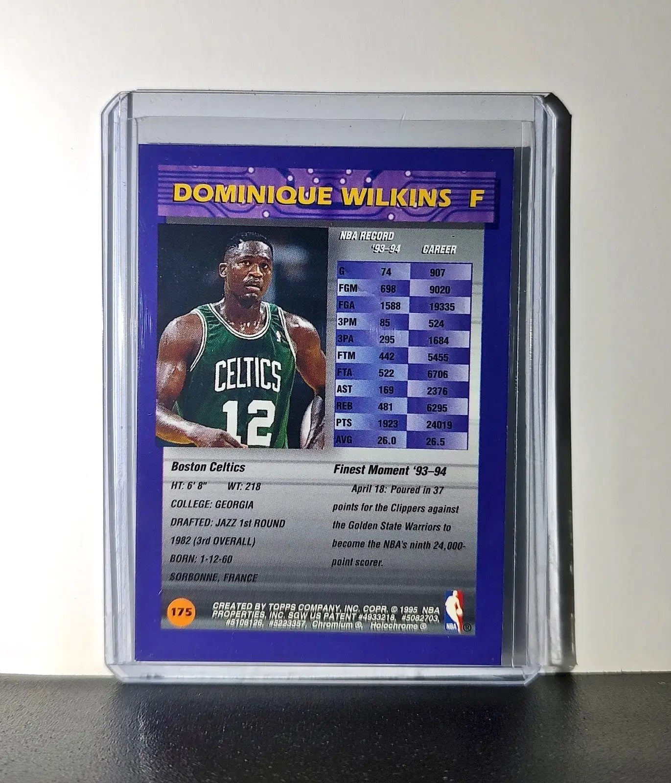 Dominique Wilkins 1994-95 Topps Finest #175 Basketball Card