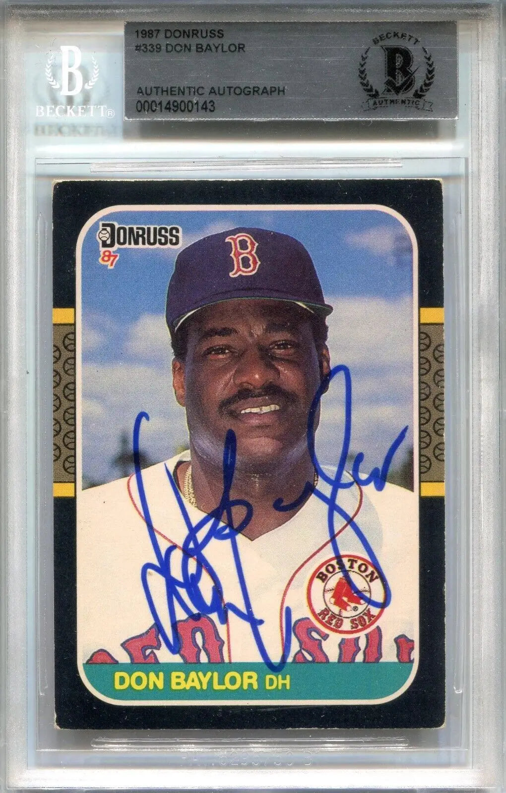 Autographed Don Baylor baseball card from the Boston Red Sox, Baylor Auto Signed 1987
