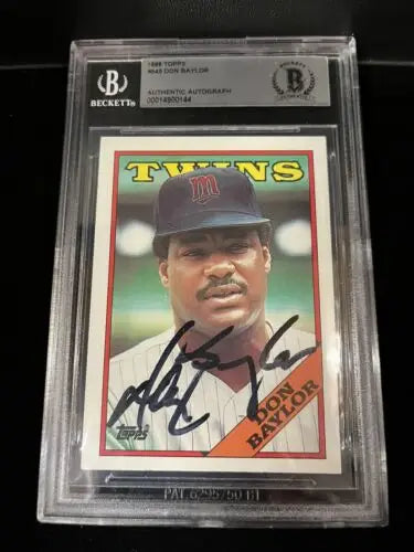 Encased Don Baylor Twins signed baseball card from 1988 Topps AUTO #545 BGS BAS