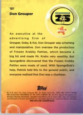 Don Grouper - 2025 Topps Chrome SpongeBob SquarePants - #181 - Non-Sports Card Single
