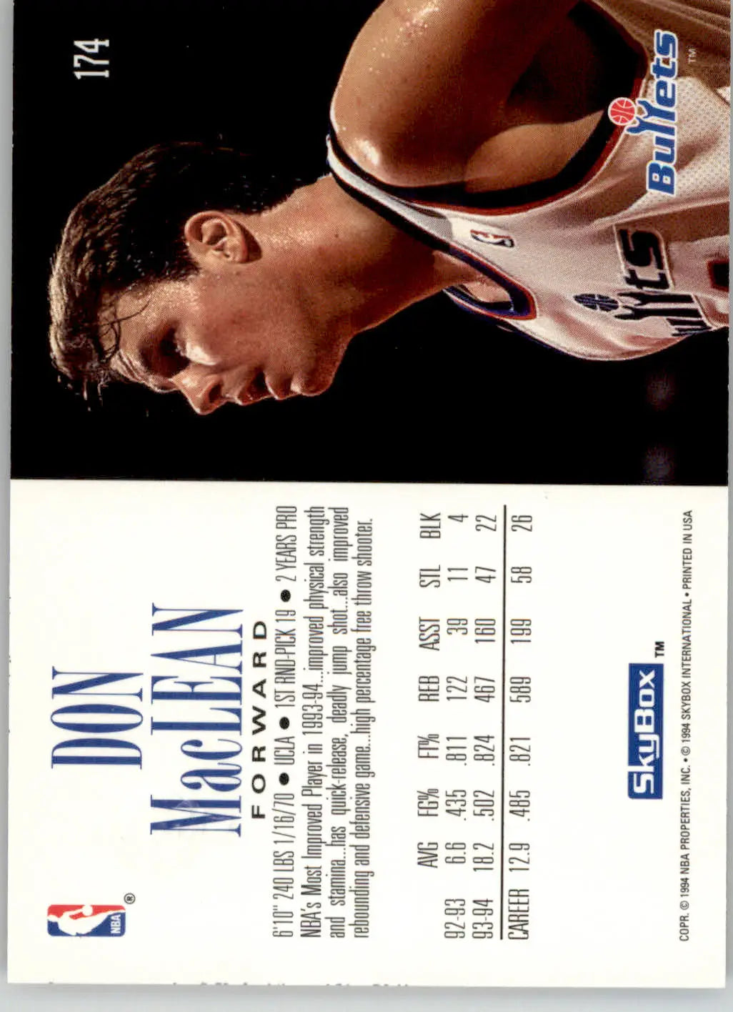 Don MacLean - 1994-95 SkyBox Premium - #174 - Basketball - Basketball Card Single