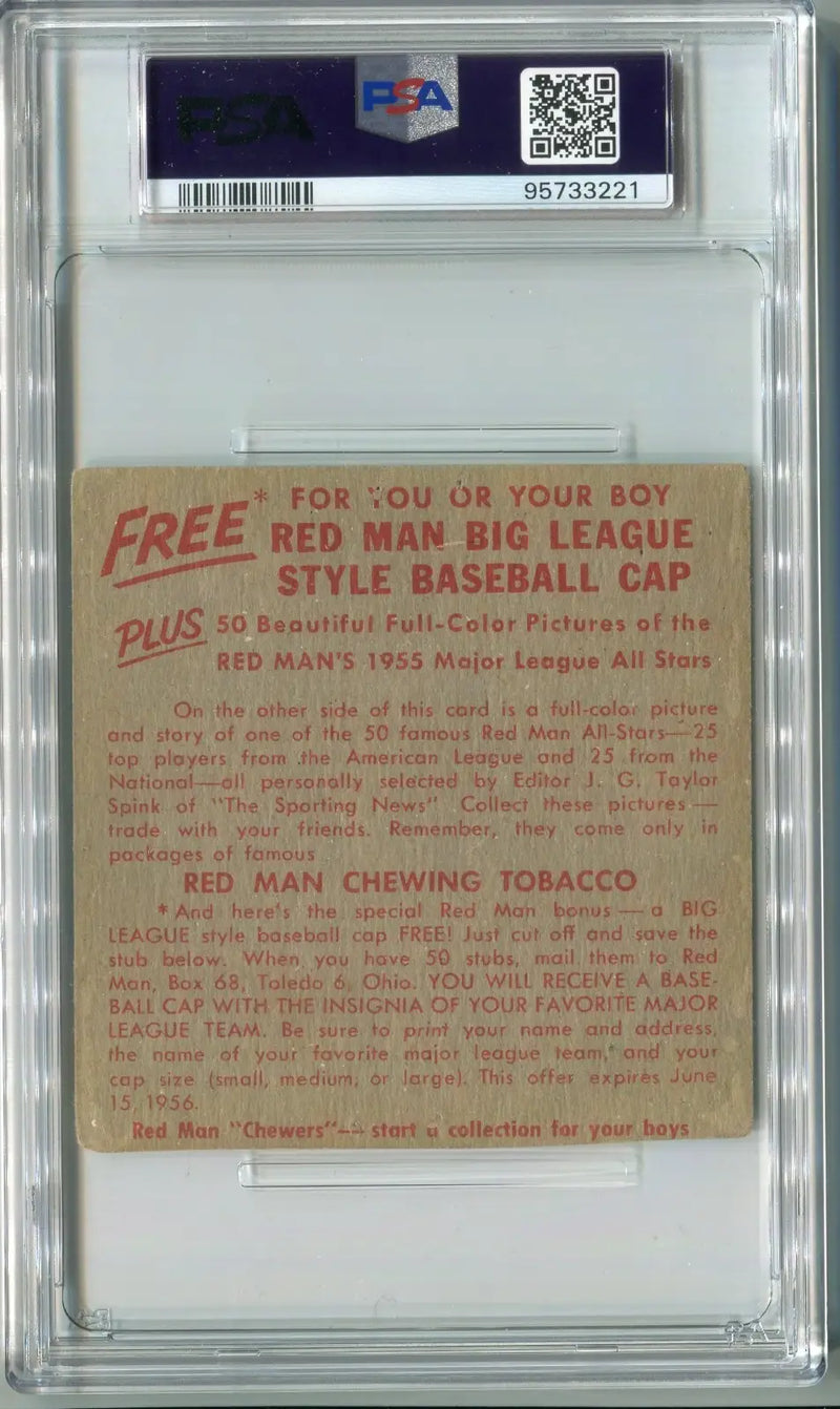 Don Mueller Signed 1955 Red Man #8 Baseball without Tab #8 PSA DNA 10 Auto - Baseball Card Single