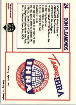 Don Plemmons - 1991 Racing Legends IHRA - #24 - Racing - Racing Card Single