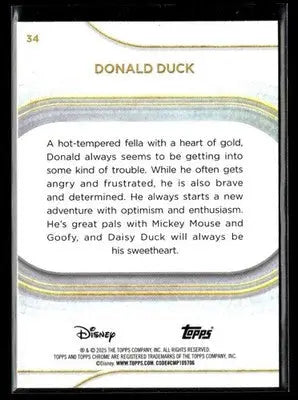 🌟 Donald Duck, 2025 Topps Chrome Disney #34 🌟 - Non-Sports Card Single