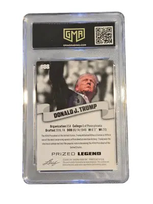 Donald J Trump Trading Cards PSA 8 Leaf OG GMA 10 + 2 MAGA Hats Bundle Set Lot - Other