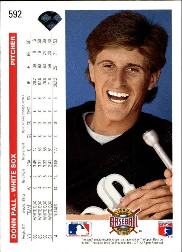 Donn Pall 1992 Upper Deck MLB #592 Baseball Card Chicago White Sox - Baseball Card Single