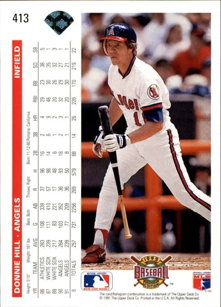 Donnie Hill 1992 Upper Deck MLB #413 Baseball Card California Angels