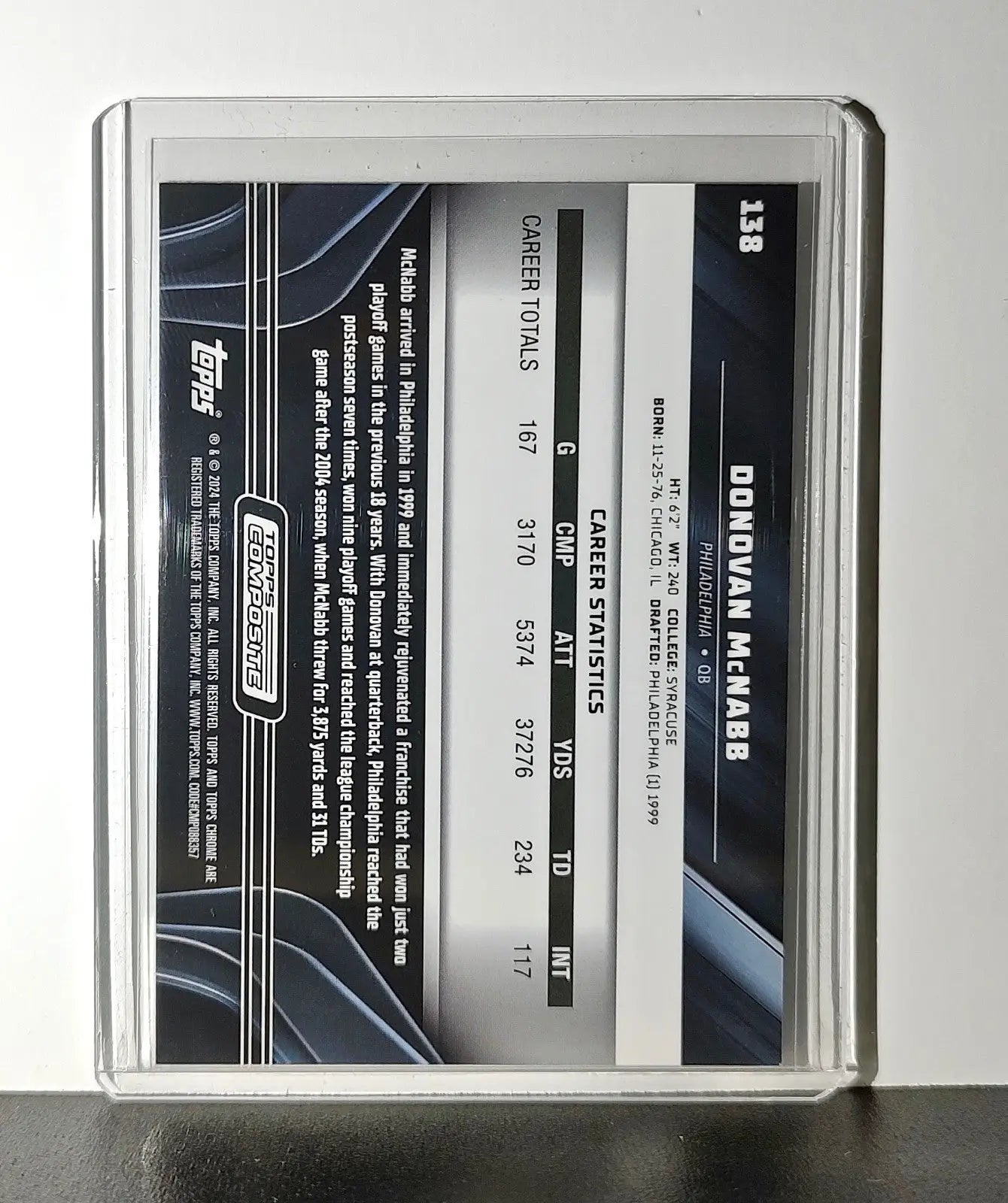 Donovan McNabb 2023 Topps Chrome Black NFL 138 Football Card Philadelphia Eagles