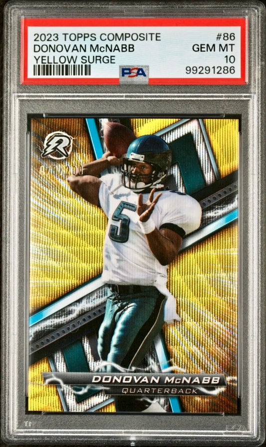 Donovan McNabb 2023 Topps Resurgence NFL #86 Yellow Surge 079/200 Card PSA 10 - Football Card Single