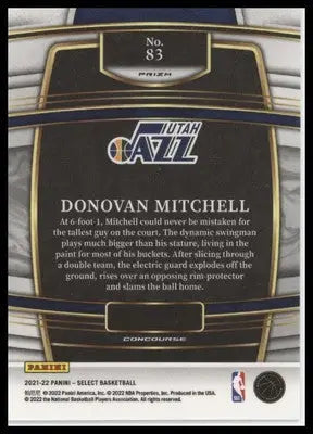 Donovan Mitchell 2021-22 Panini Select Blue Shimmer Prizms #83 Utah Jazz - Basketball Card Single