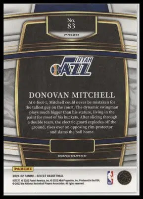 Donovan Mitchell 2021-22 Panini Select Orange Flash Prizms #83 Utah Jazz - Basketball Card Single