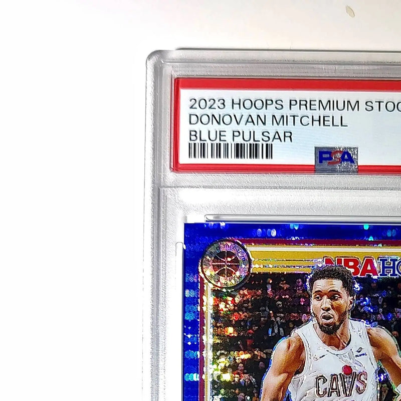 Donovan Mitchell 2023 Panini Hoops Premium #36 04/75 Blue Pulsar PSA 10 Gem Mint