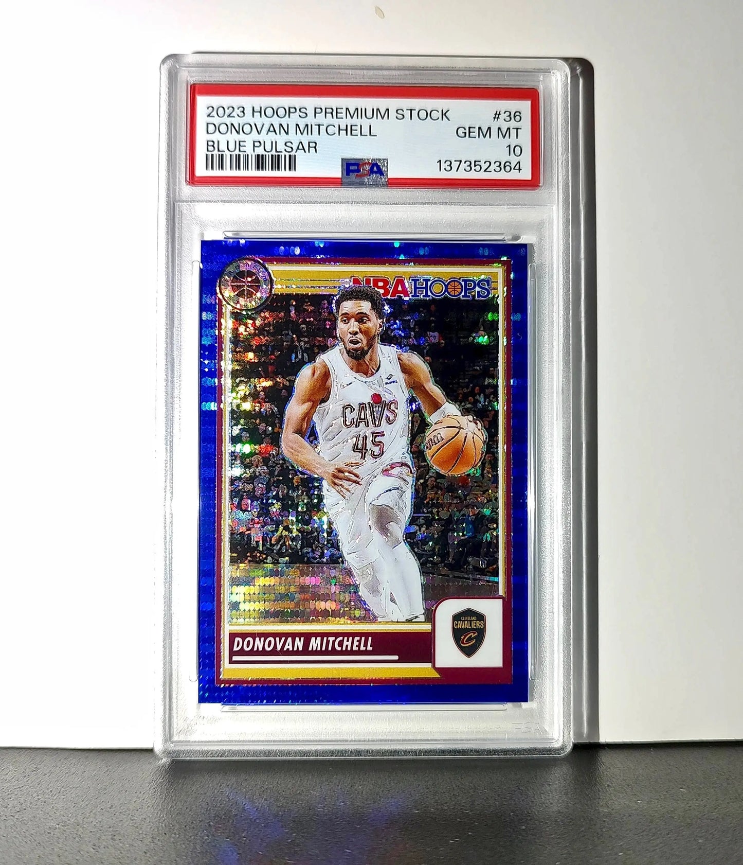 Donovan Mitchell 2023 Panini Hoops Premium #36 04/75 Blue Pulsar PSA 10 Gem Mint